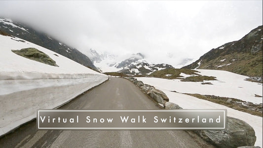 Nature Walk - Alpine Mountain Pass with Falling Snow, Switzerland